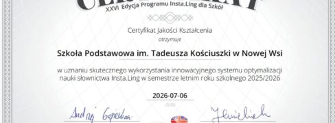 Certyfikat Jakości Kształcenia Insta.Ling